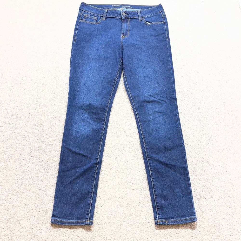Old Navy Rockstar Skinny Jeans Womens 10 Regular Blue Mid Rise Dark Wash Stretch